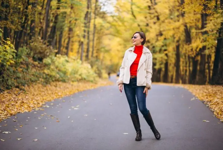 Fall fashion with knee-high boots.